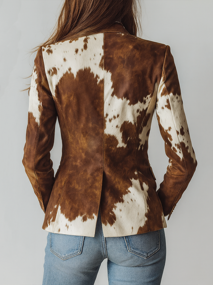 Blazer Eco-Friendly mit Vintage-Kuhdruck für Damen