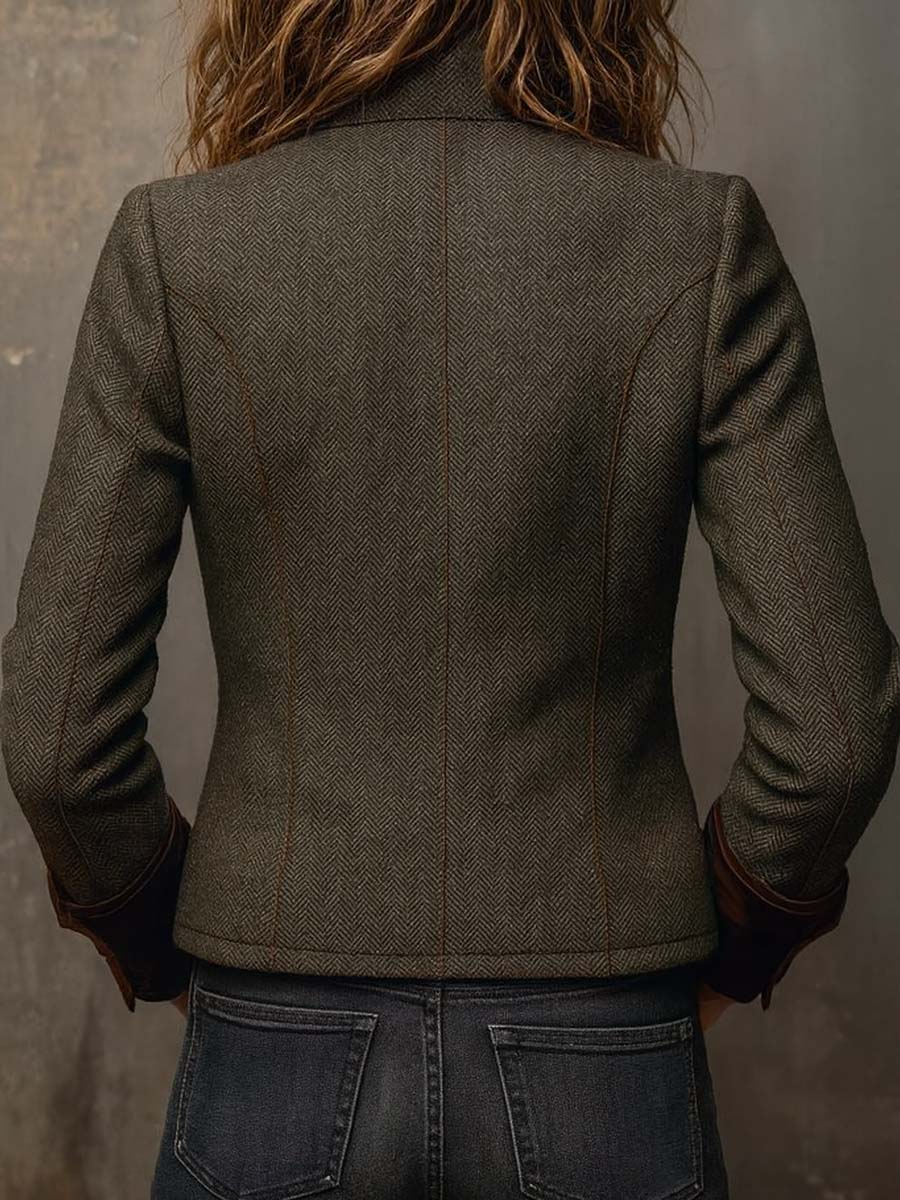 Vintage Damenblazer mit Chevron-V-Ausschnitt