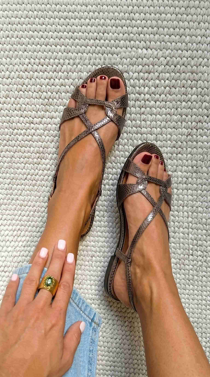 IVY | Slingback Sandalen mit Schlangeneffekt