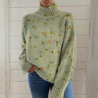 Delia | Hochgeschlossenes Pullover mit Blumenstickerei