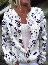 Vynora™ | Cardigan mit vintage Blumenmuster und vorderen Knöpfen