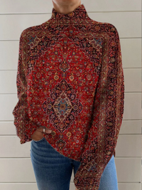 Grace | Pullover mit Stehkragen in Vintage-Druck