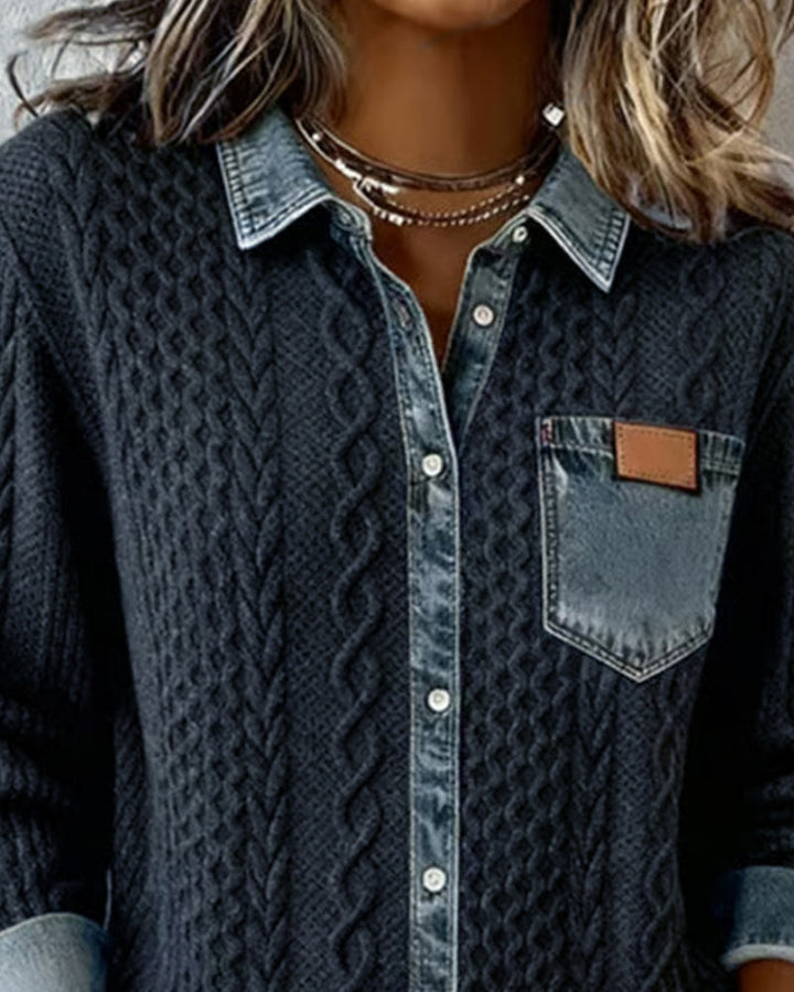 Hemd mit langen Ärmeln und Denim-Details