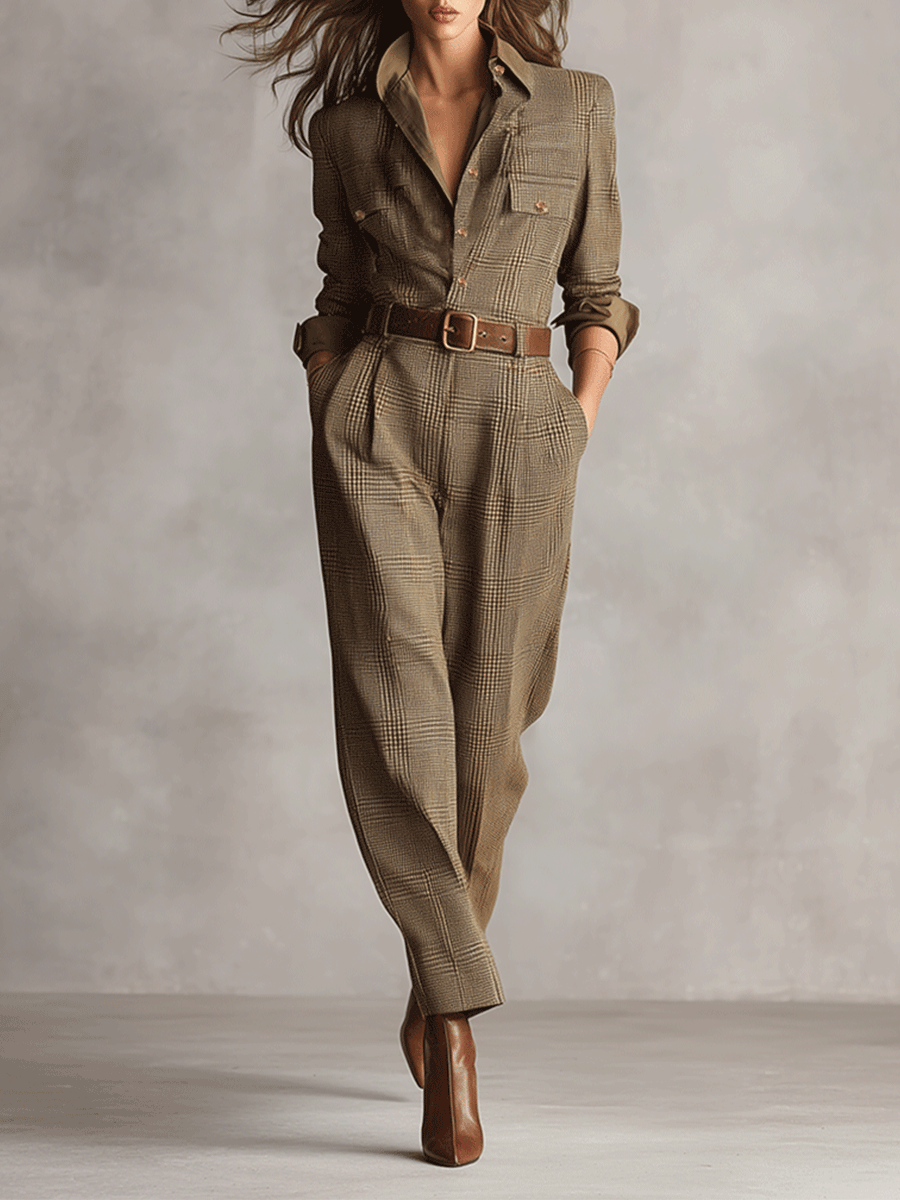 Célia | Brauner Overall mit Raffinierten Details