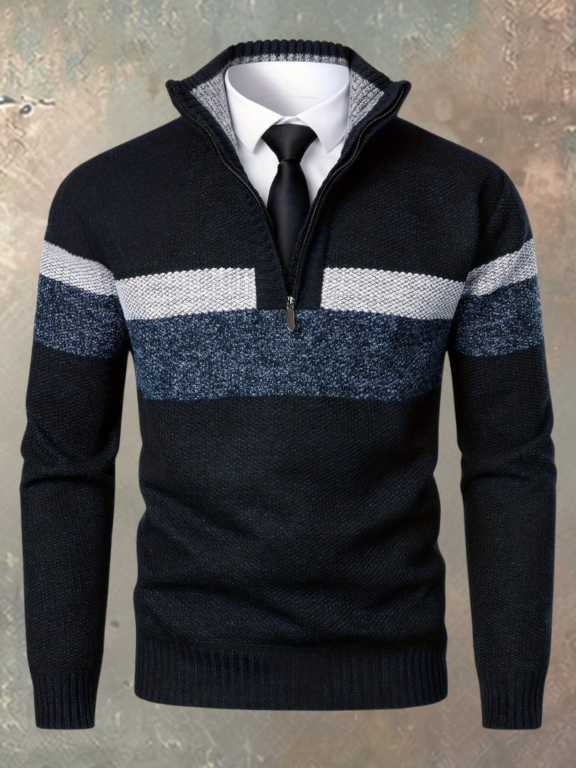Stilvoller Herrenpullover mit halbem Reißverschluss