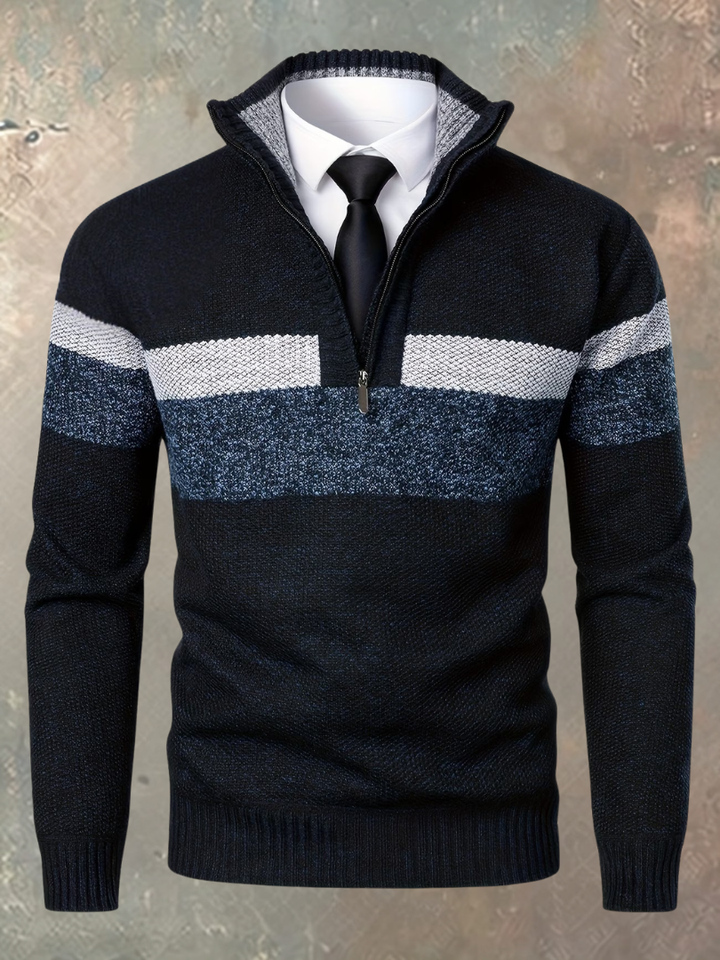 Stilvoller Herrenpullover mit halbem Reißverschluss