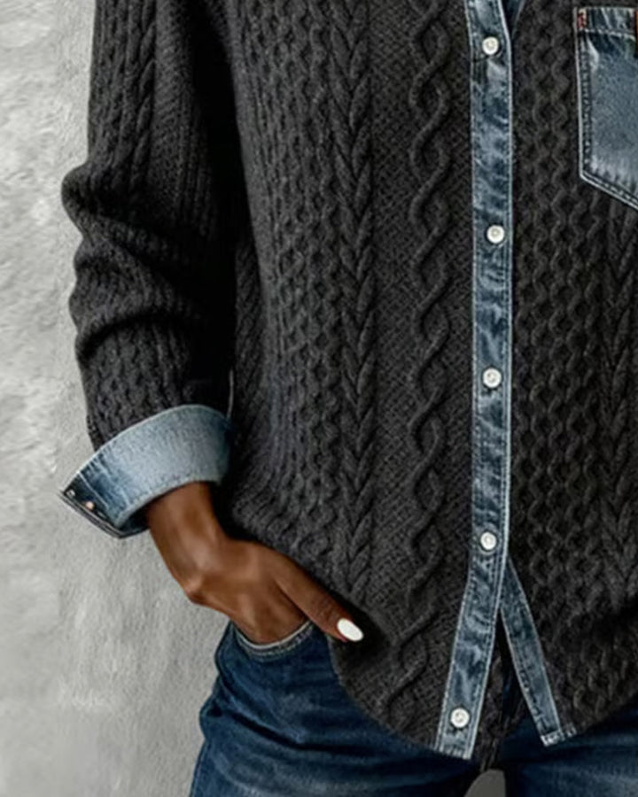 Hemd mit langen Ärmeln und Denim-Details