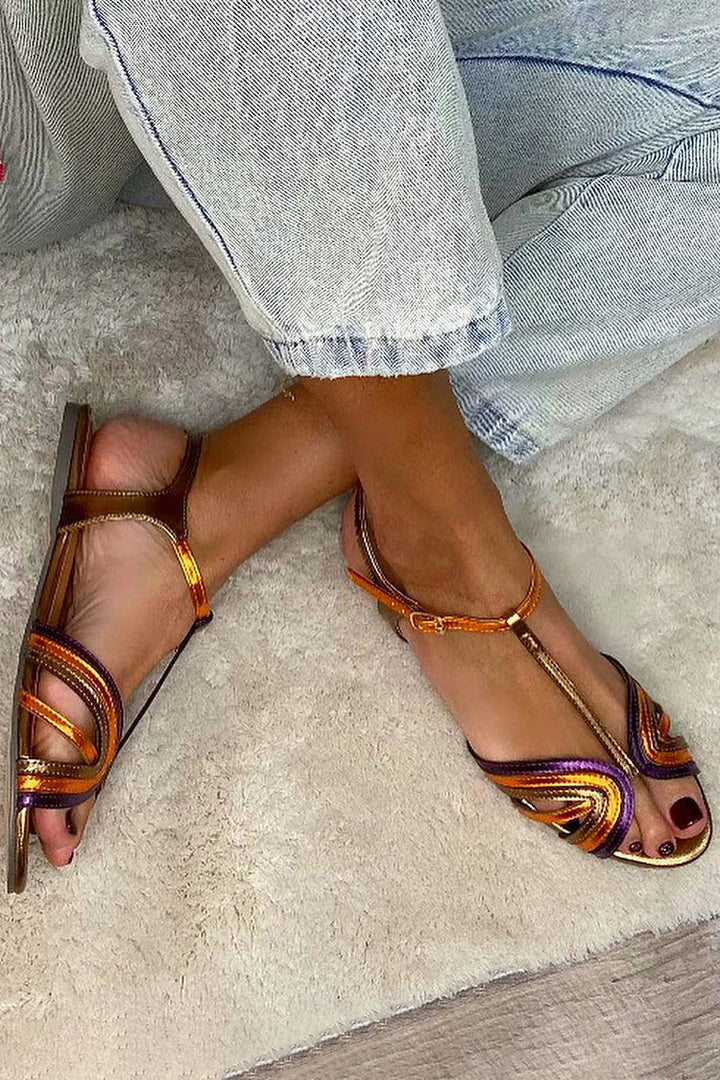 GOLDIE | Schnallen-Sandalen mit Farbriemen