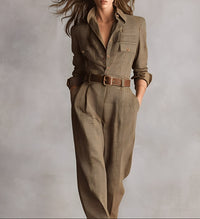 Célia | Brauner Overall mit Raffinierten Details