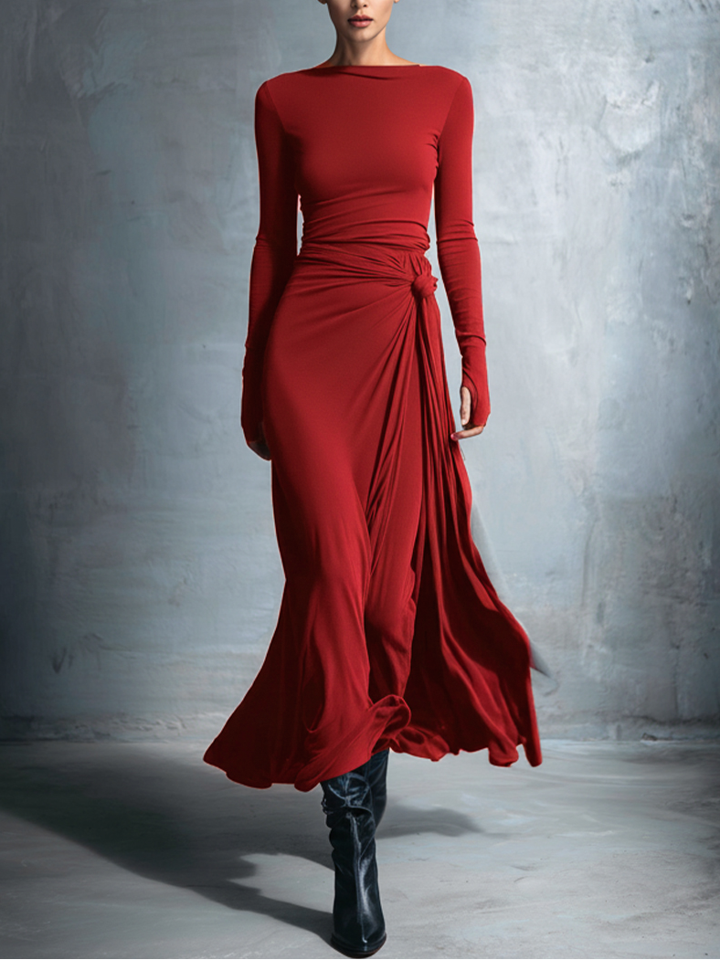 Naomie | Maxikleid mit Seidenknoten