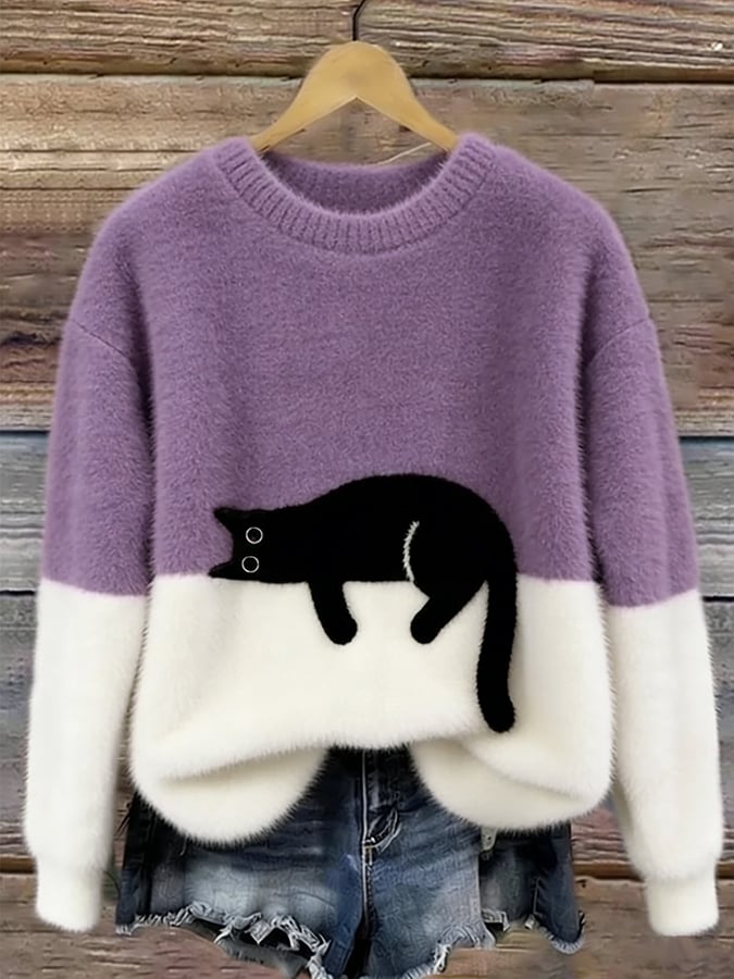 Aileen™ | Oversized Pullover mit elegantem Katzenmotiv