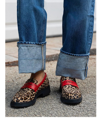 Mokassins Geneva Leopard mit roten Details
