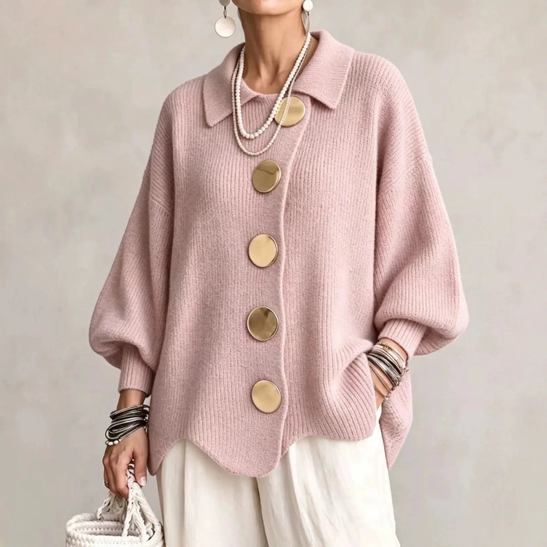 Karina - Oversized Kragen-Button Cardigan