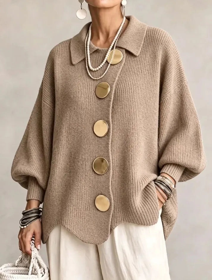Karina - Oversized Kragen-Button Cardigan