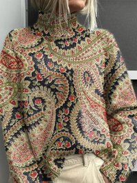 Elinor | Pullover mit Stehkragen und Paisley-Muster