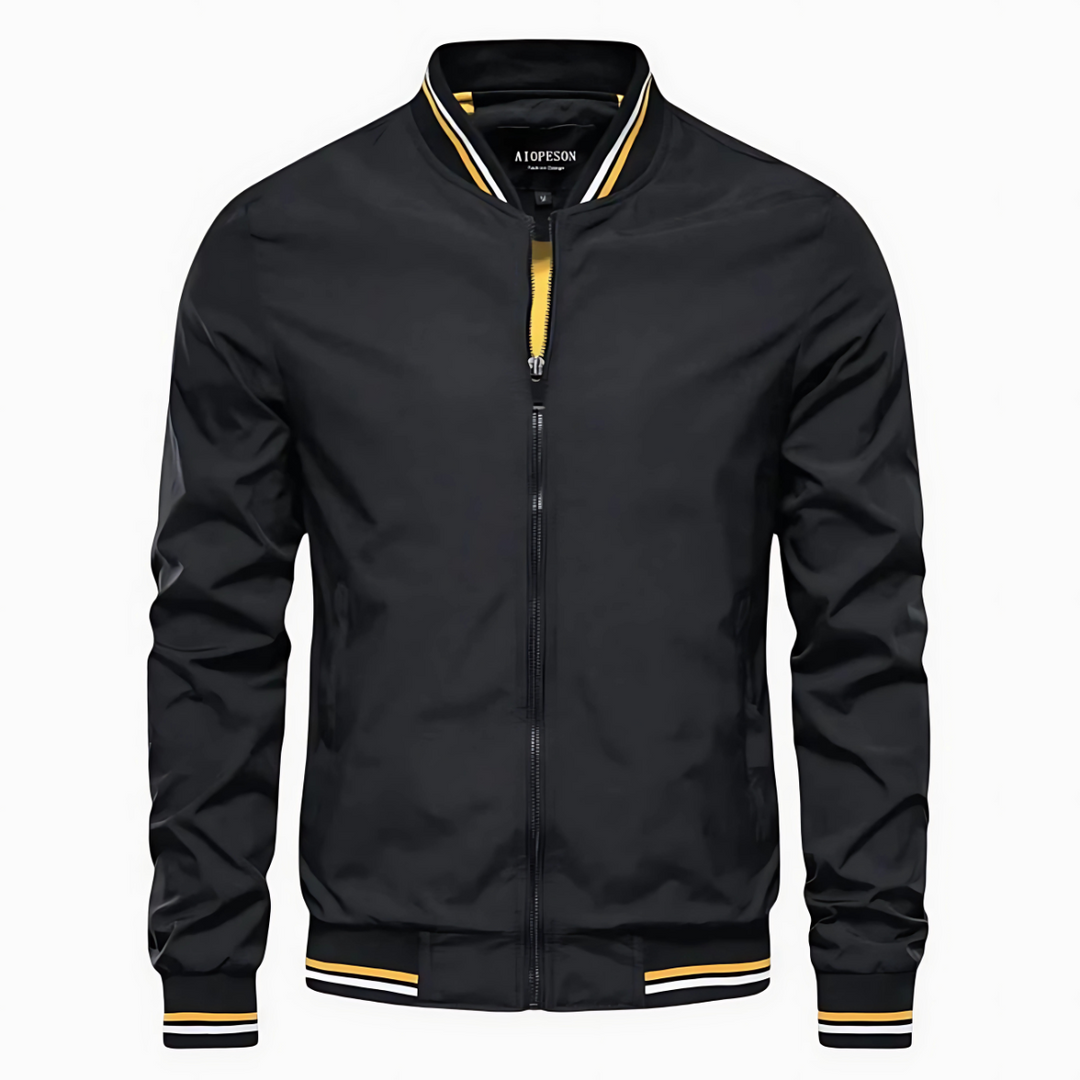 Kenneth™ | Klassische Bomberjacke mit gestreiftem Besatz