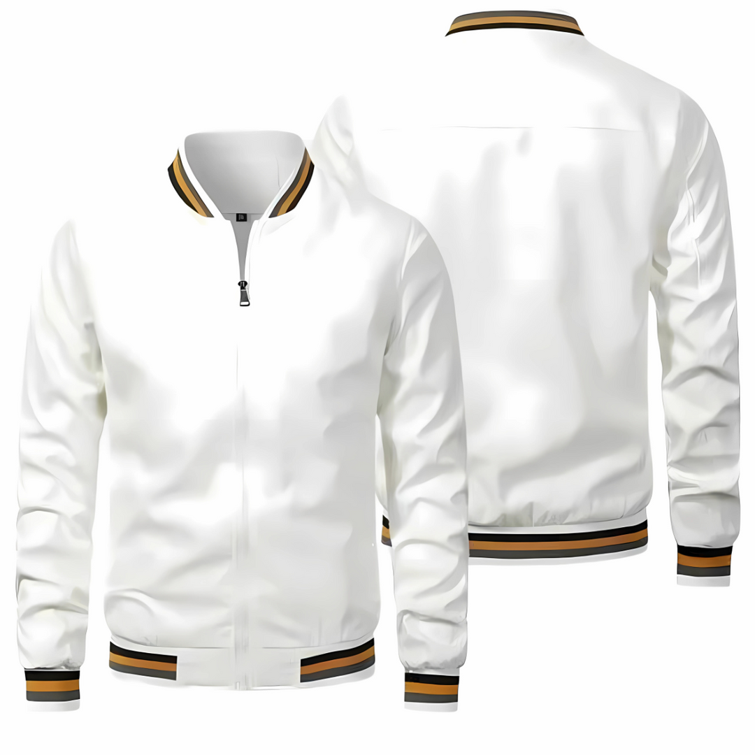 Kenneth™ | Klassische Bomberjacke mit gestreiftem Besatz