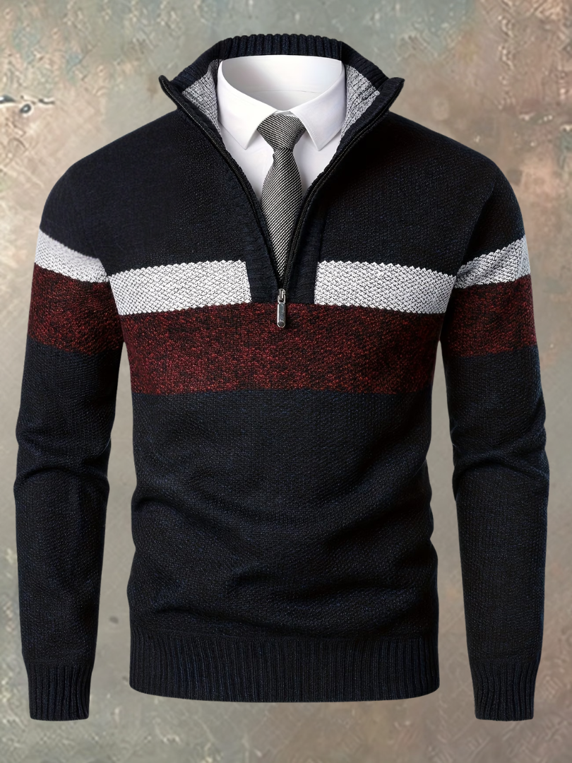 Stilvoller Herrenpullover mit halbem Reißverschluss