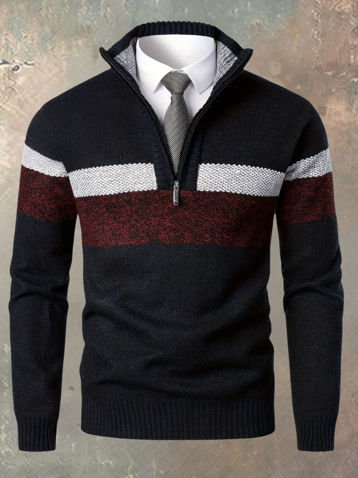 Stilvoller Herrenpullover mit halbem Reißverschluss