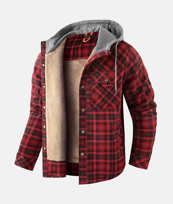 Dennis™ | Warme Sherpa-futterte Flanell-Hoodie-Jacke