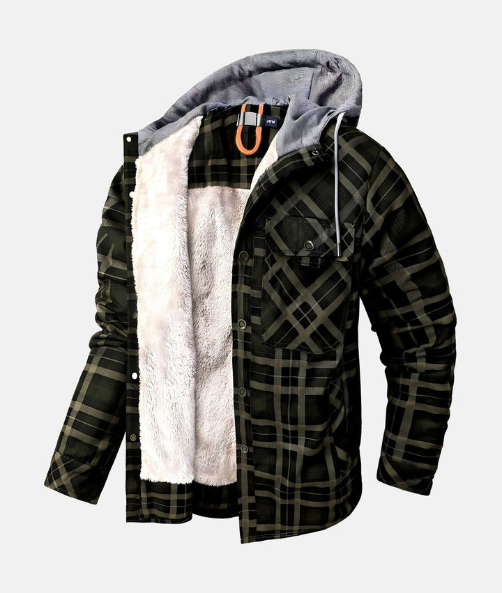 Dennis™ | Warme Sherpa-futterte Flanell-Hoodie-Jacke