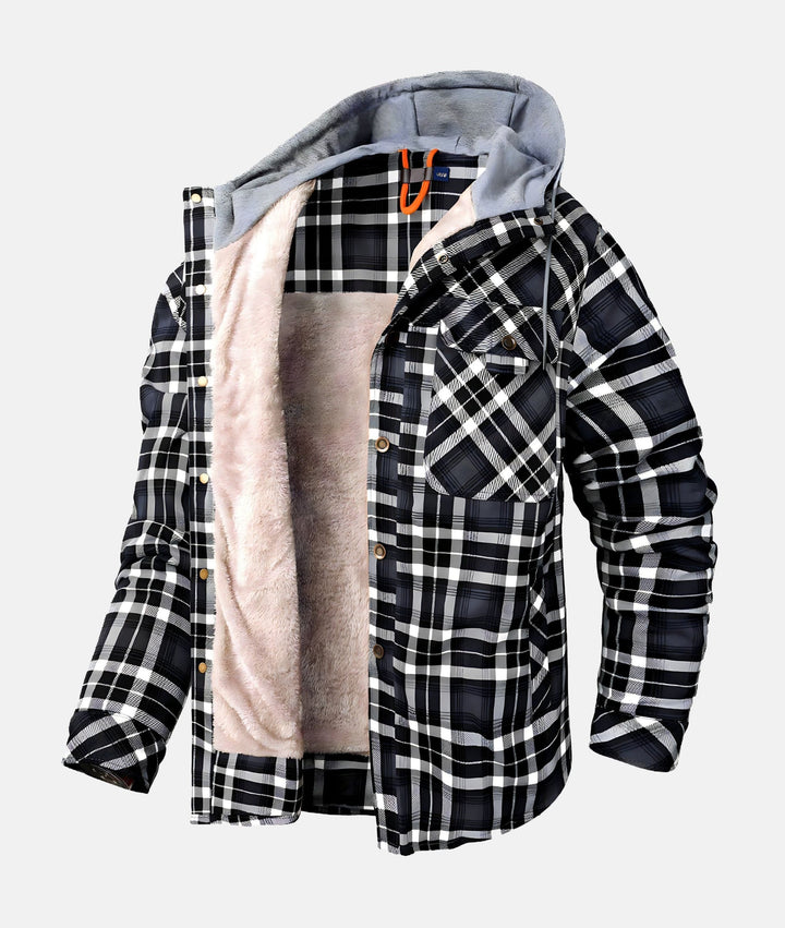Dennis™ | Warme Sherpa-futterte Flanell-Hoodie-Jacke