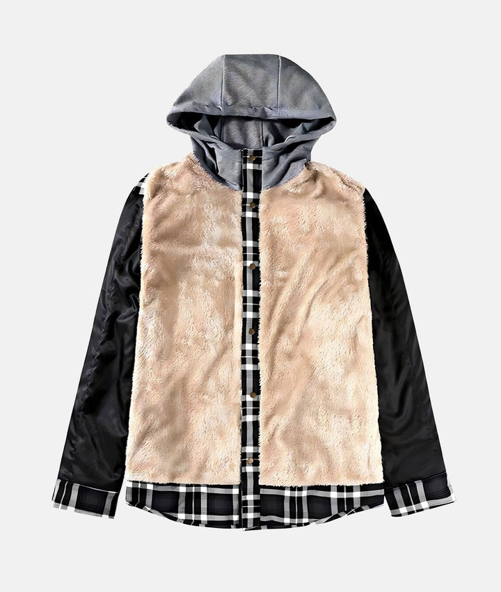 Dennis™ | Warme Sherpa-futterte Flanell-Hoodie-Jacke