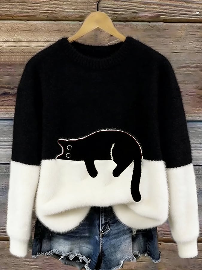 Aileen™ | Oversized Pullover mit elegantem Katzenmotiv