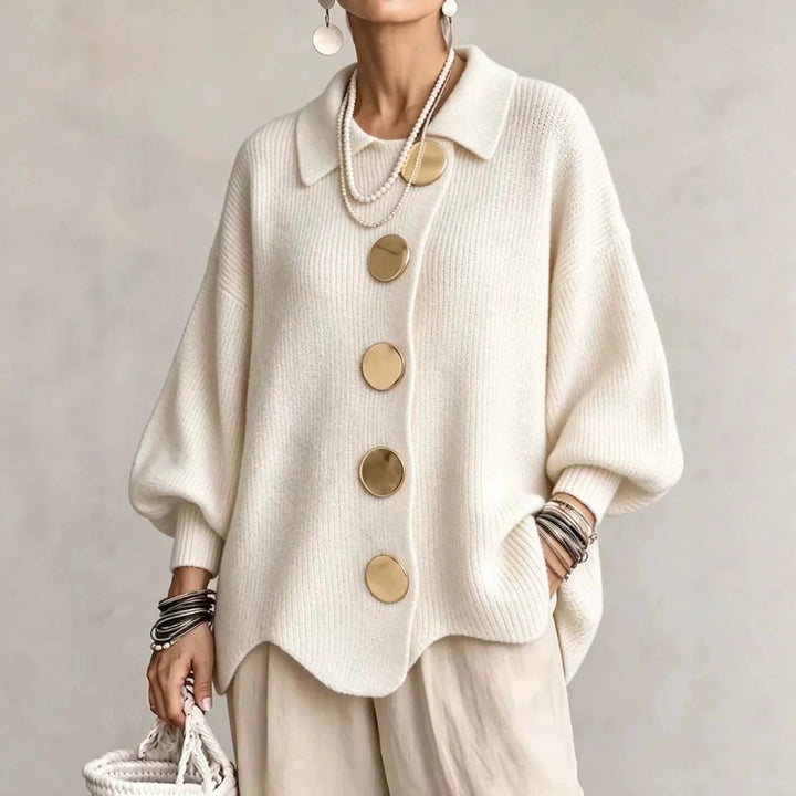 Karina - Oversized Kragen-Button Cardigan