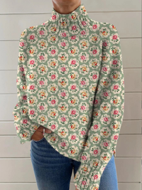 Marlowe | Blumenmuster Pullover mit hohem Kragen