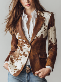 Blazer Eco-Friendly mit Vintage-Kuhdruck für Damen