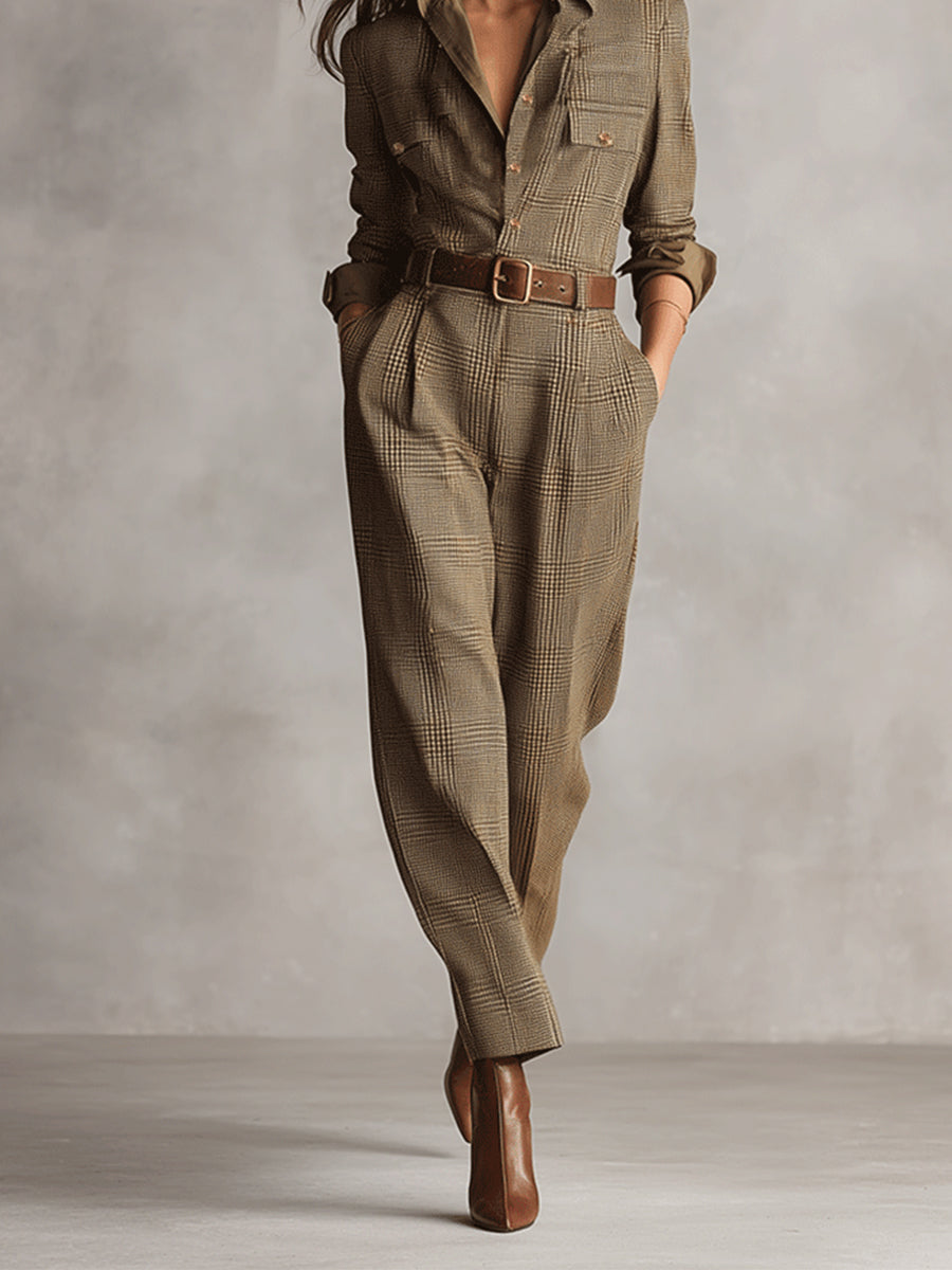 Célia | Brauner Overall mit Raffinierten Details