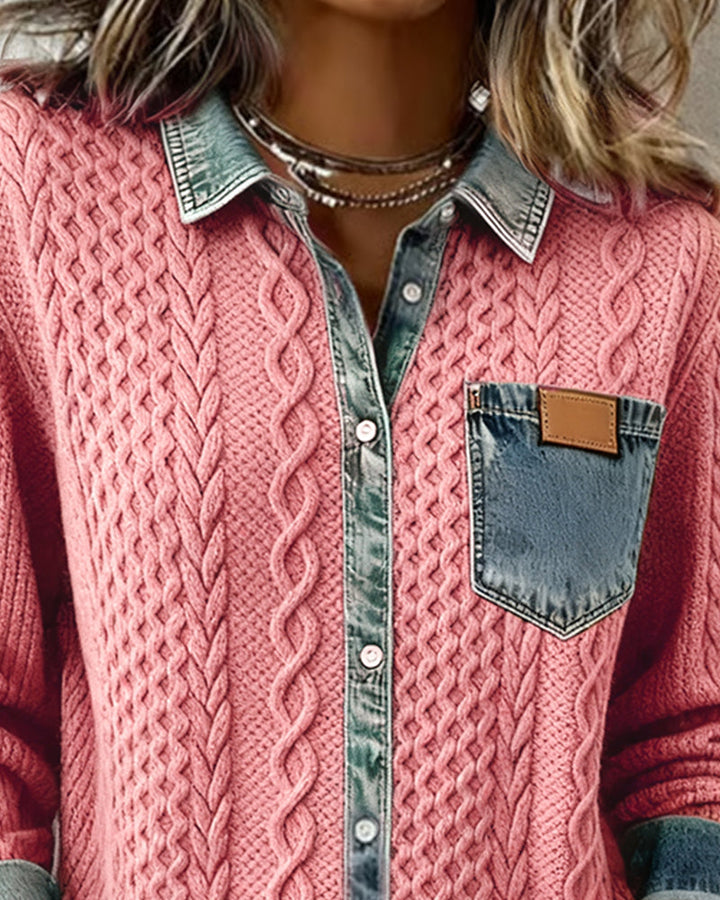 Hemd mit langen Ärmeln und Denim-Details