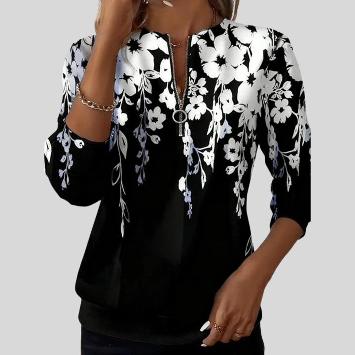 Crimson™ | Blumenmuster Zip Sweatshirt