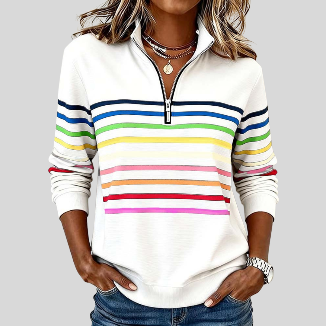 Prismette™ | Bunt Gestreifter Quarter-Zip Sweatshirt