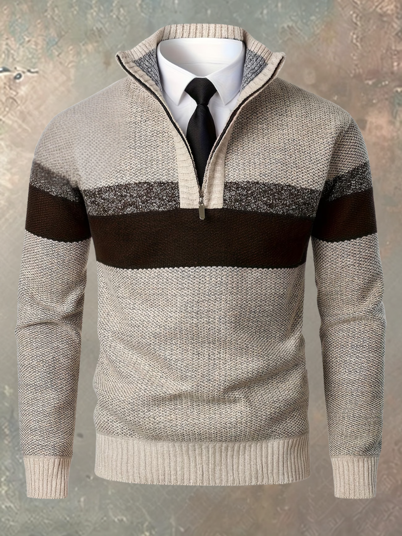 Stilvoller Herrenpullover mit halbem Reißverschluss