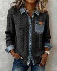 Hemd mit langen Ärmeln und Denim-Details