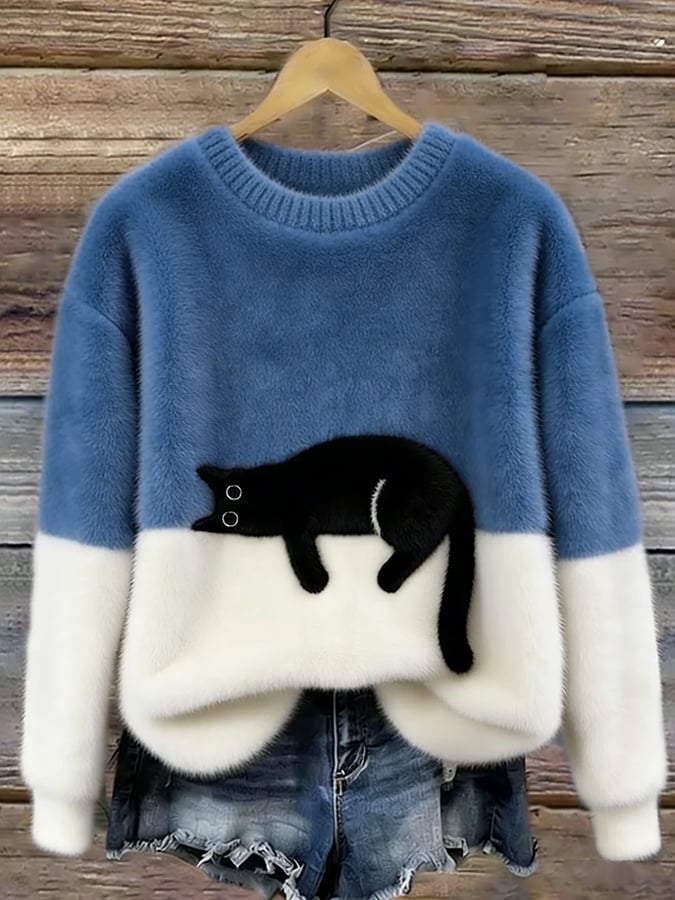 Aileen™ | Oversized Pullover mit elegantem Katzenmotiv