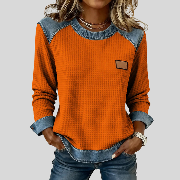 Delancine™ | Patchwork Design Waffelpullover