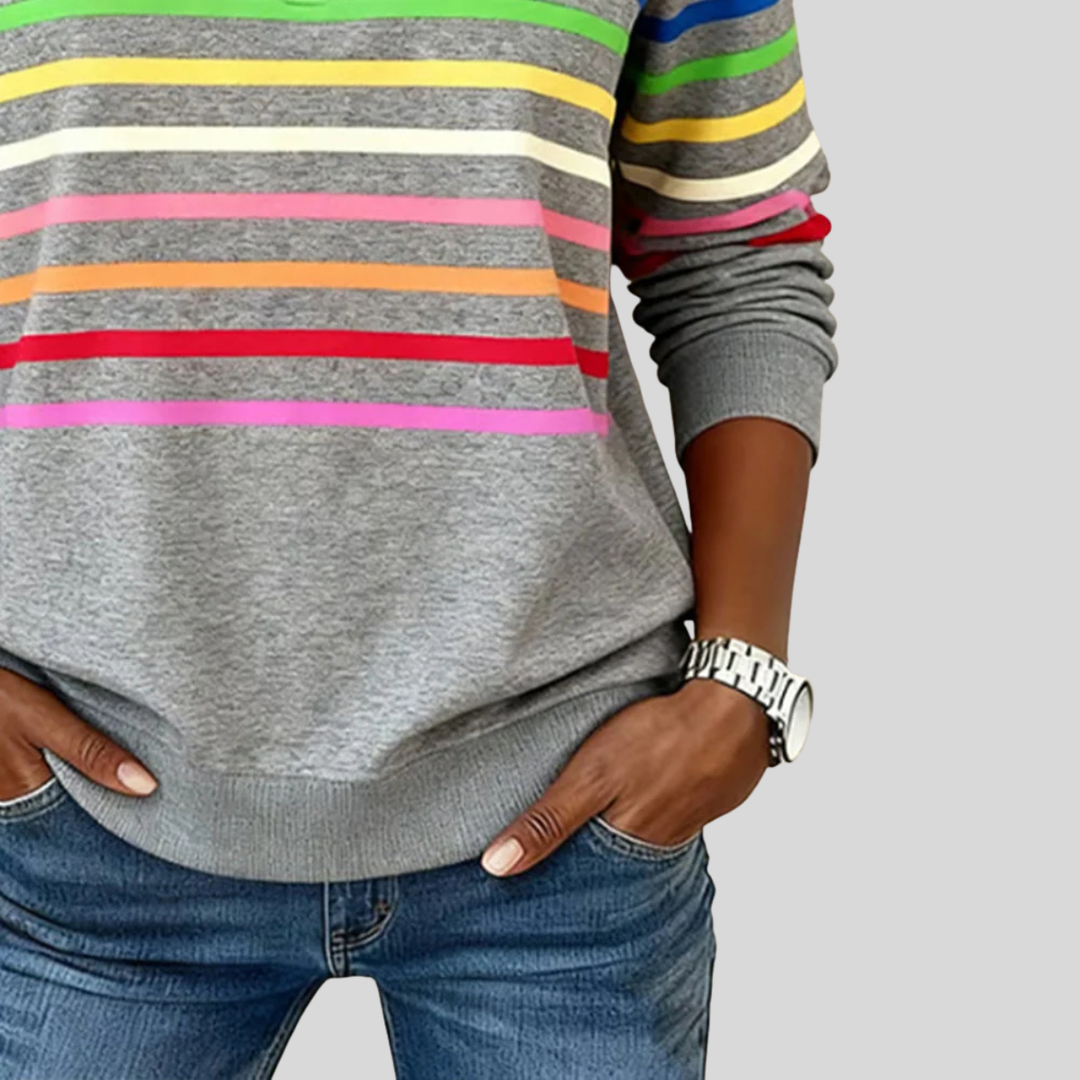 Prismette™ | Bunt Gestreifter Quarter-Zip Sweatshirt