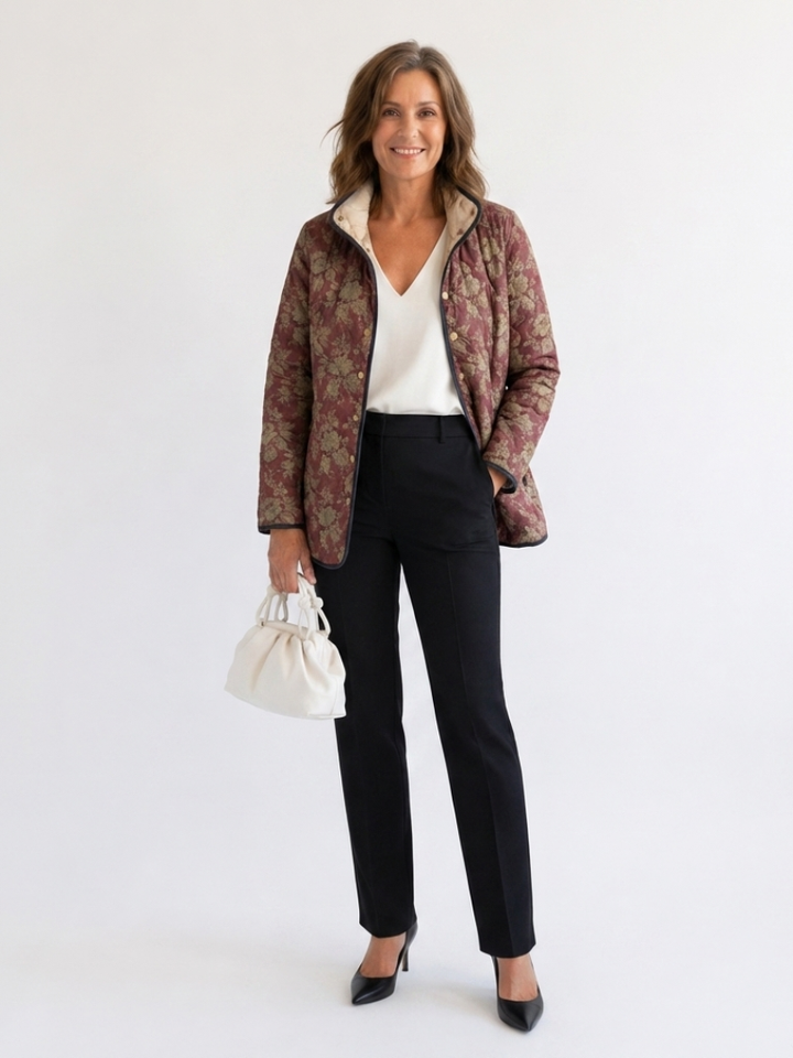 DELACROIX | Damast Steppjacke in Pflaume Sophie