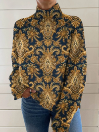 Della | Hochkragenpullover mit verziertem Paisleymuster