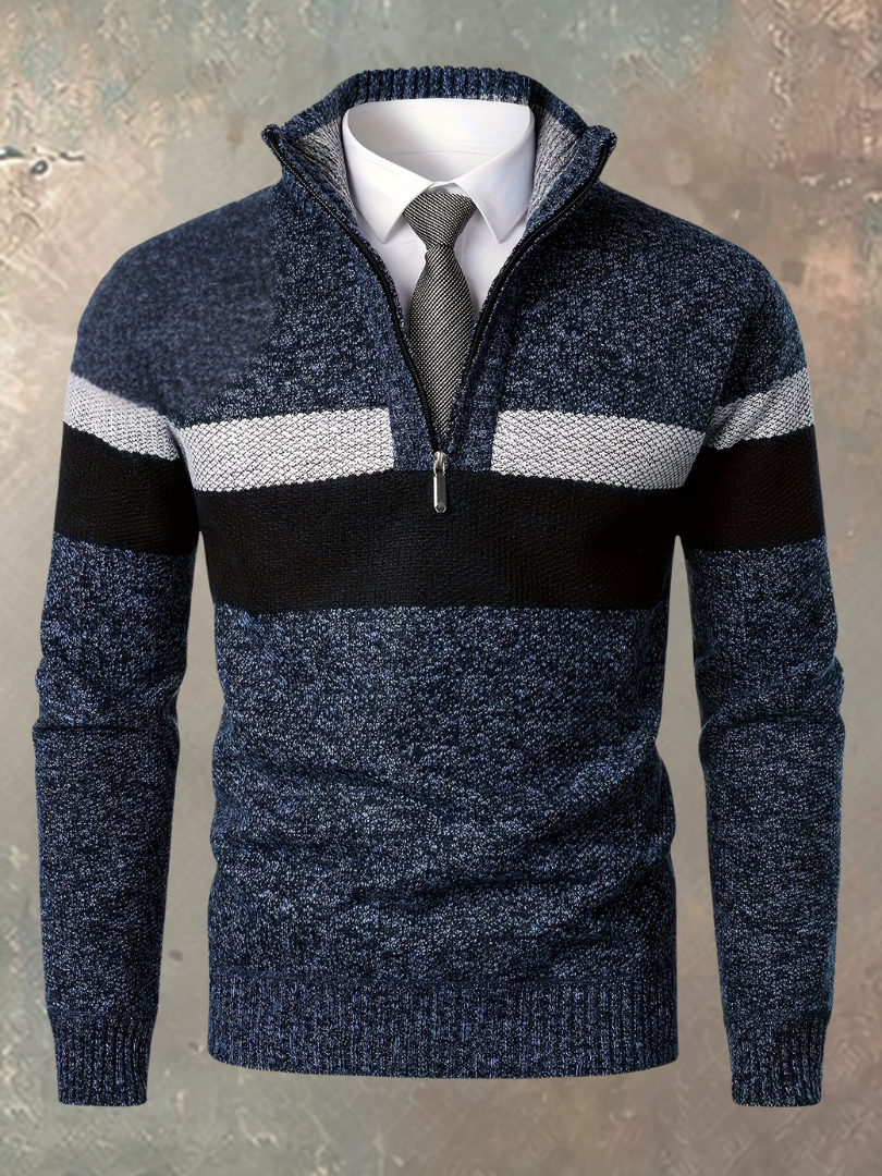 Stilvoller Herrenpullover mit halbem Reißverschluss