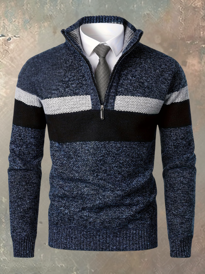 Stilvoller Herrenpullover mit halbem Reißverschluss
