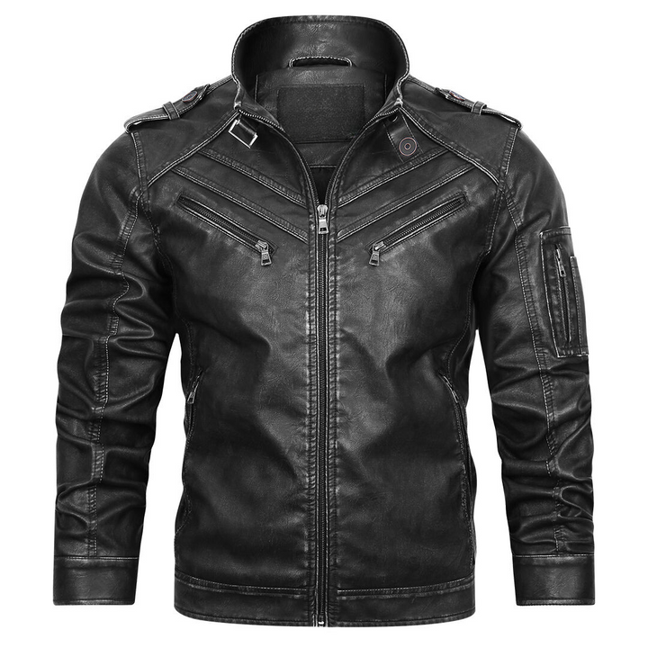 Frank™ | Klassische Motorradjacke mit Reißverschlussdetails