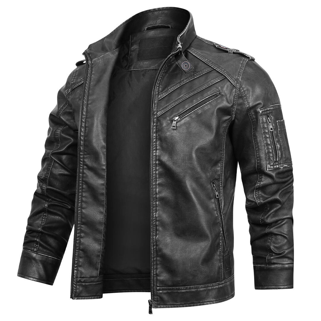 Frank™ | Klassische Motorradjacke mit Reißverschlussdetails
