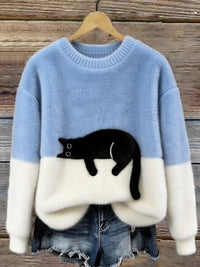 Aileen™ | Oversized Pullover mit elegantem Katzenmotiv