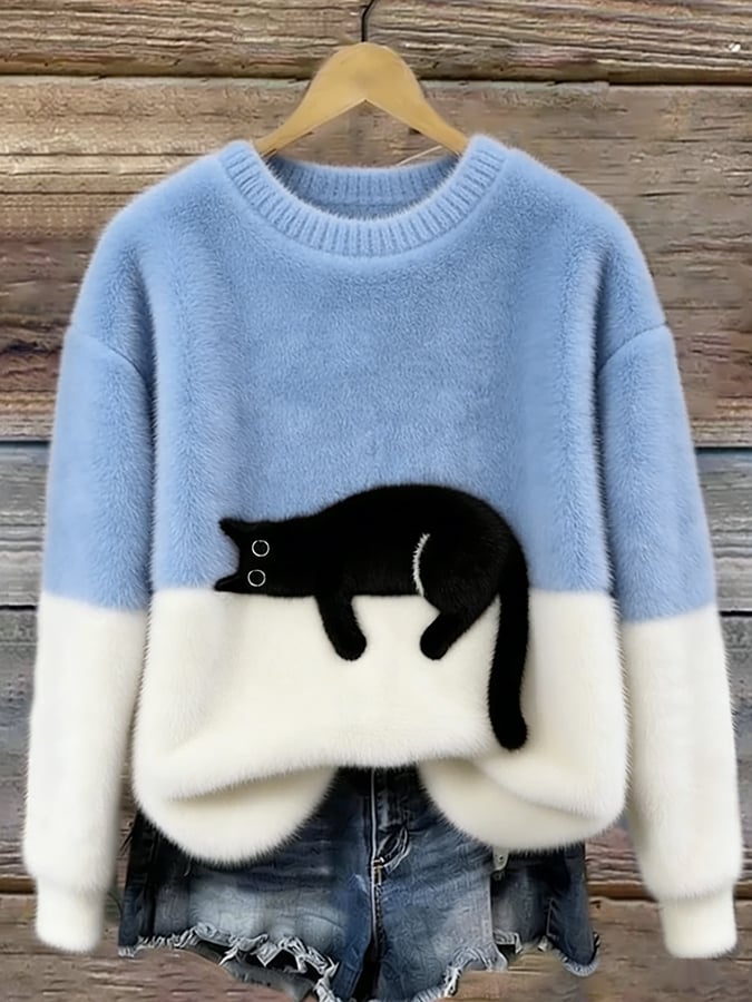 Aileen™ | Oversized Pullover mit elegantem Katzenmotiv