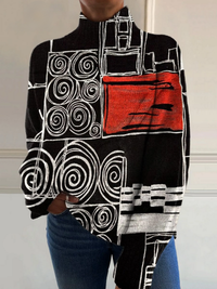 Selma | Abstrakter Pullover mit Stehkragen