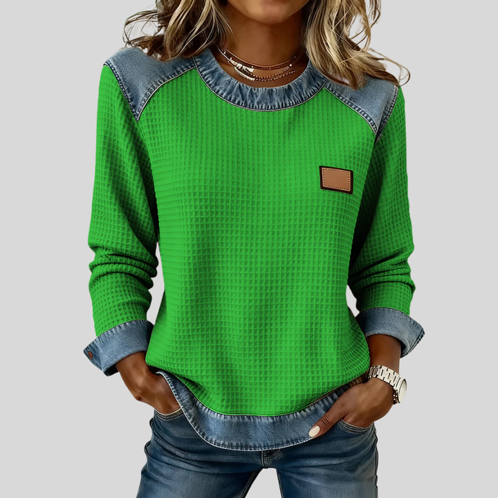 Delancine™ | Patchwork Design Waffelpullover